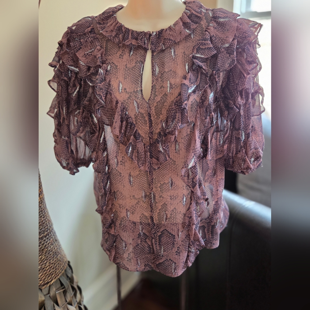 Rebecca Taylor Plum Ruffled Blouse